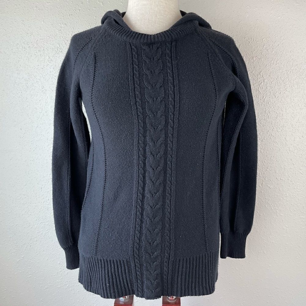 JW Styles Hooded Cable Knit Long Sleeve Sweater Size M EUC